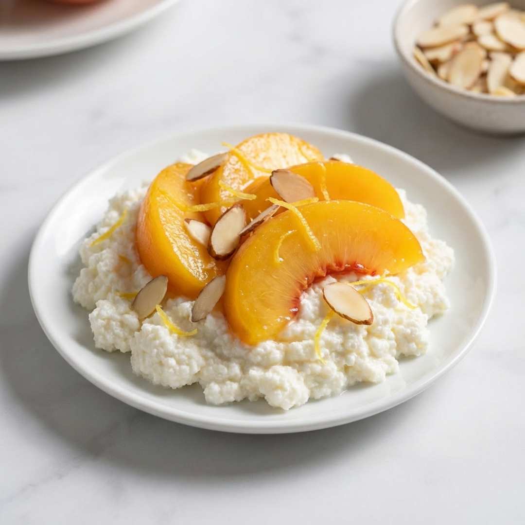 Snack: ricotta, Pesche Sciroppate e mandorle